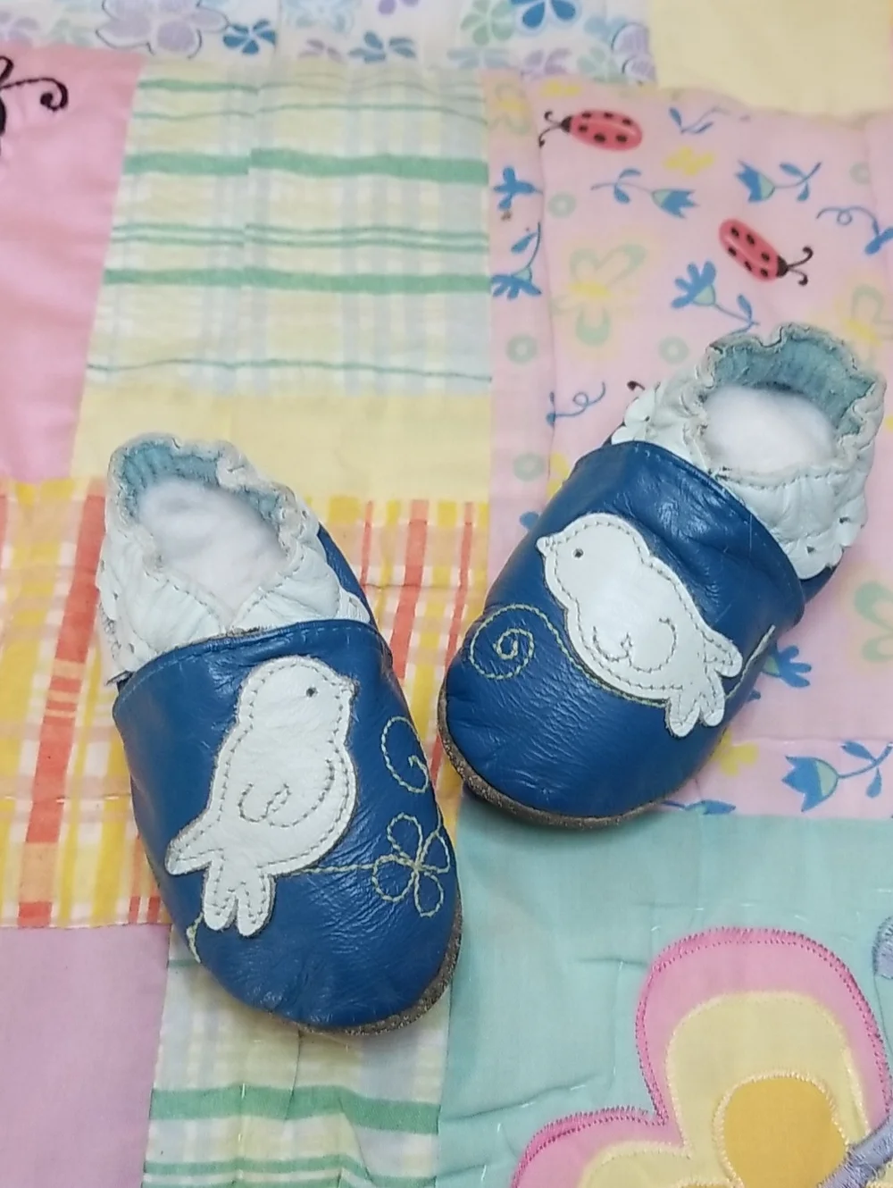 Robeez Blue Leather Baby Bird  Pediatrician Recommended Soft Soles 0-6 Months